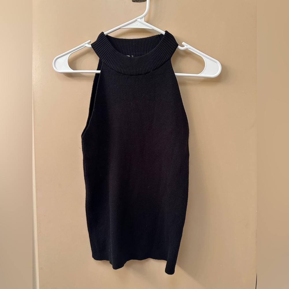 BE COOL Black High Neck Tank Top